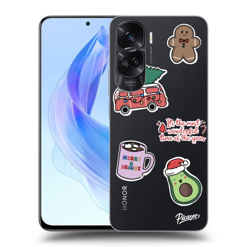 Silikonový Průhledný Obal Pro Honor 90 Lite 5G - Christmas Stickers