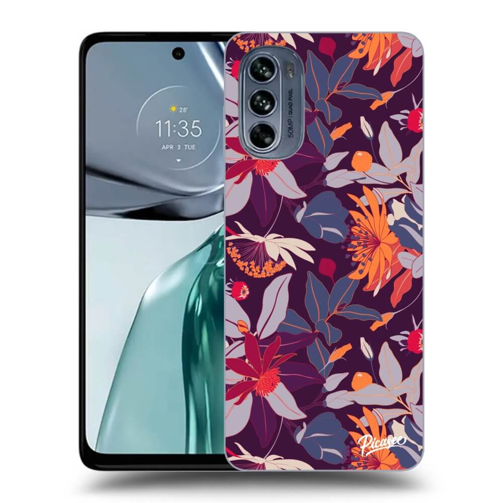 Silikonový Průhledný Obal Pro Motorola Moto G62 - Purple Leaf