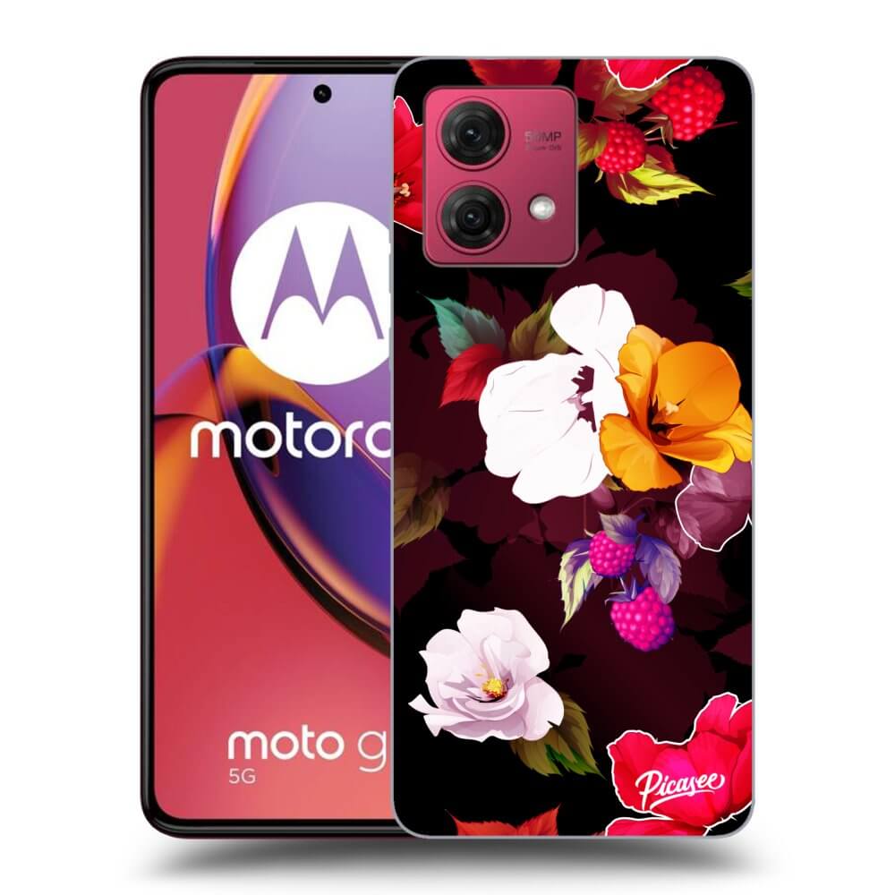 Silikonový černý Obal Pro Motorola Moto G84 5G - Flowers And Berries