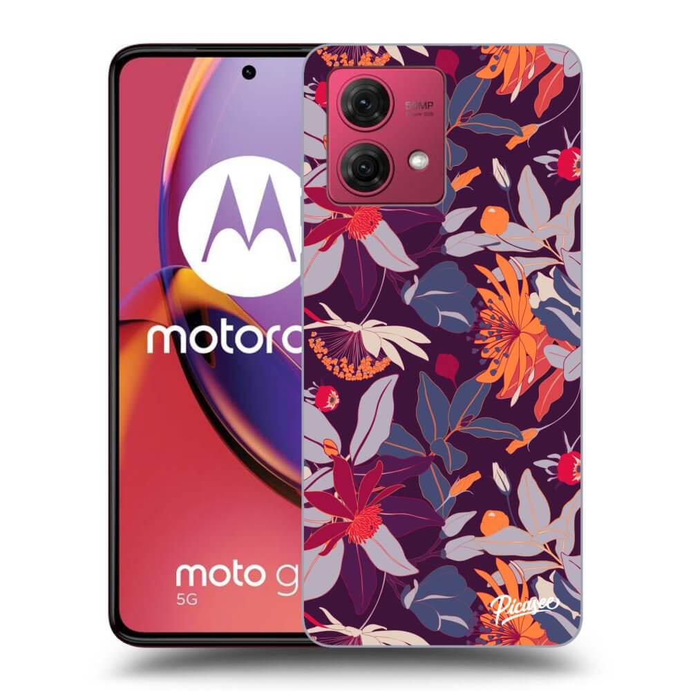 Silikonový Průhledný Obal Pro Motorola Moto G84 5G - Purple Leaf