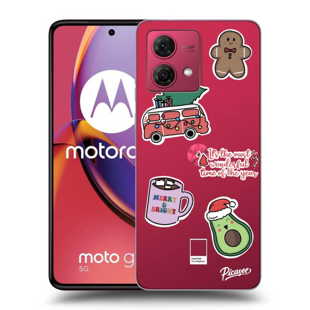 Silikonový Průhledný Obal Pro Motorola Moto G84 5G - Christmas Stickers