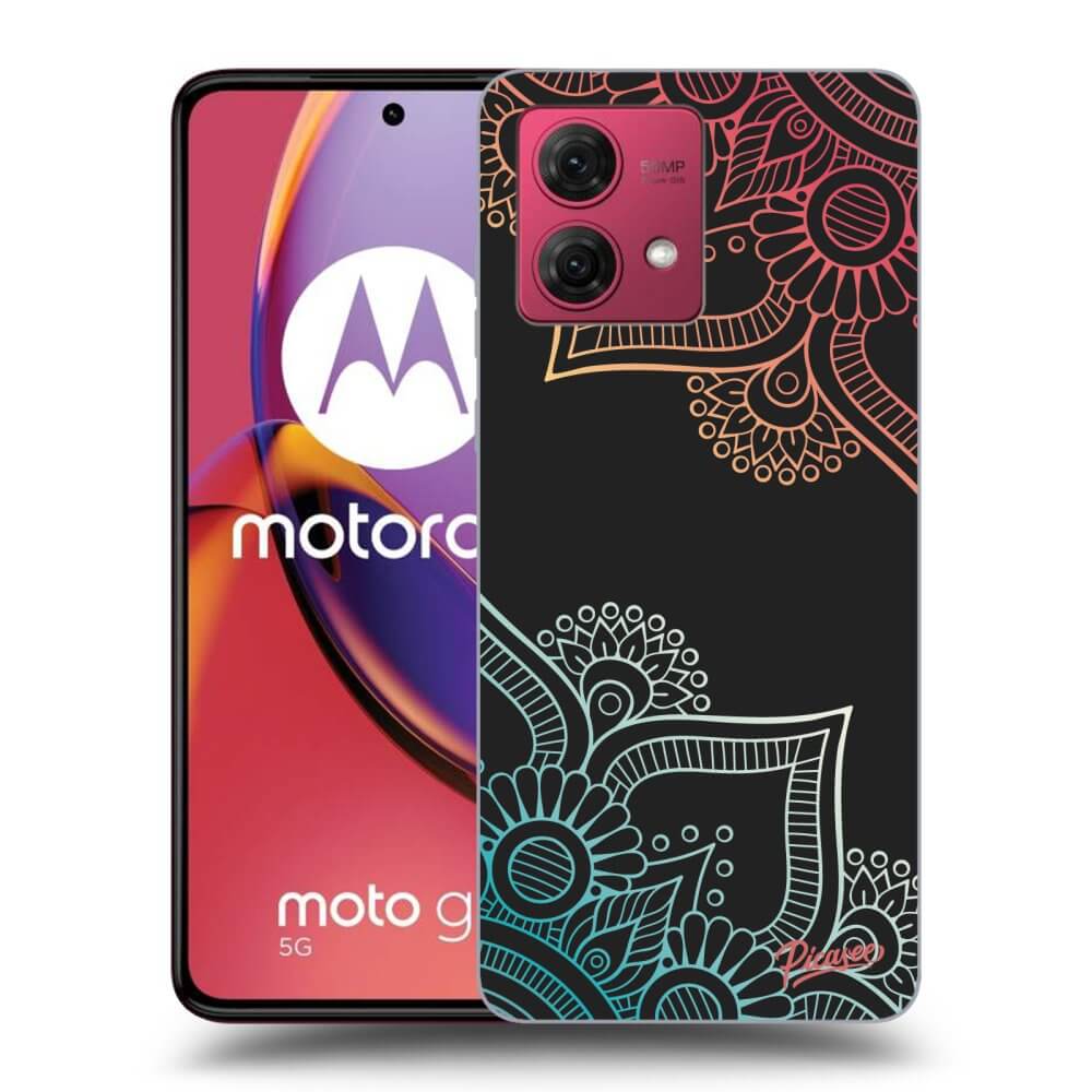 Silikonový černý Obal Pro Motorola Moto G84 5G - Květinový Vzor