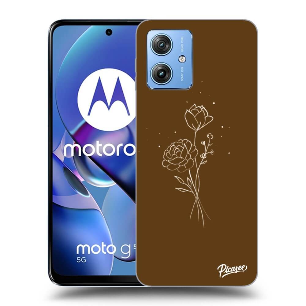 Silikonový Průhledný Obal Pro Motorola Moto G54 5G - Brown Flowers