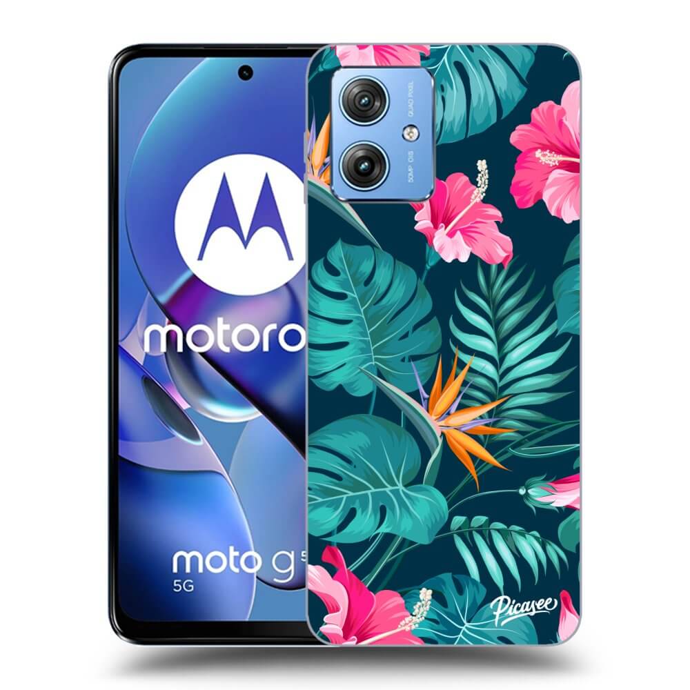 Silikonový černý Obal Pro Motorola Moto G54 5G - Pink Monstera