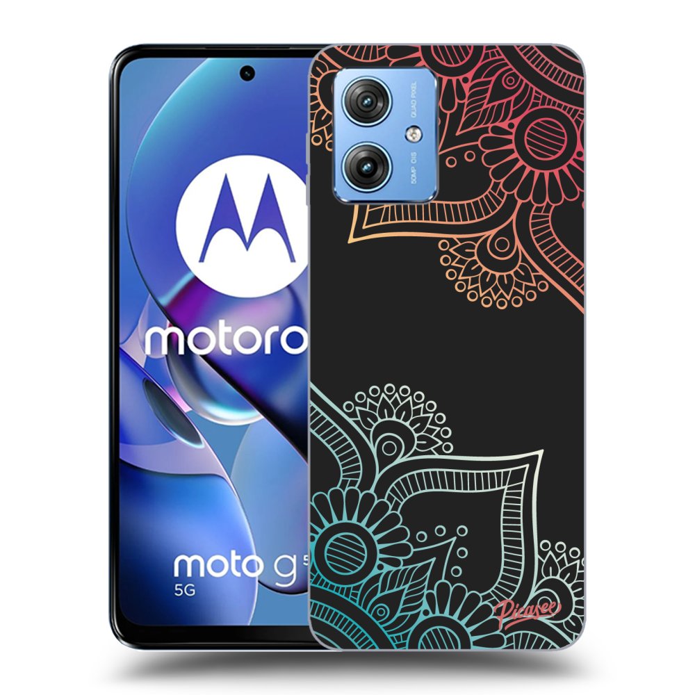 Silikonový černý Obal Pro Motorola Moto G54 5G - Květinový Vzor