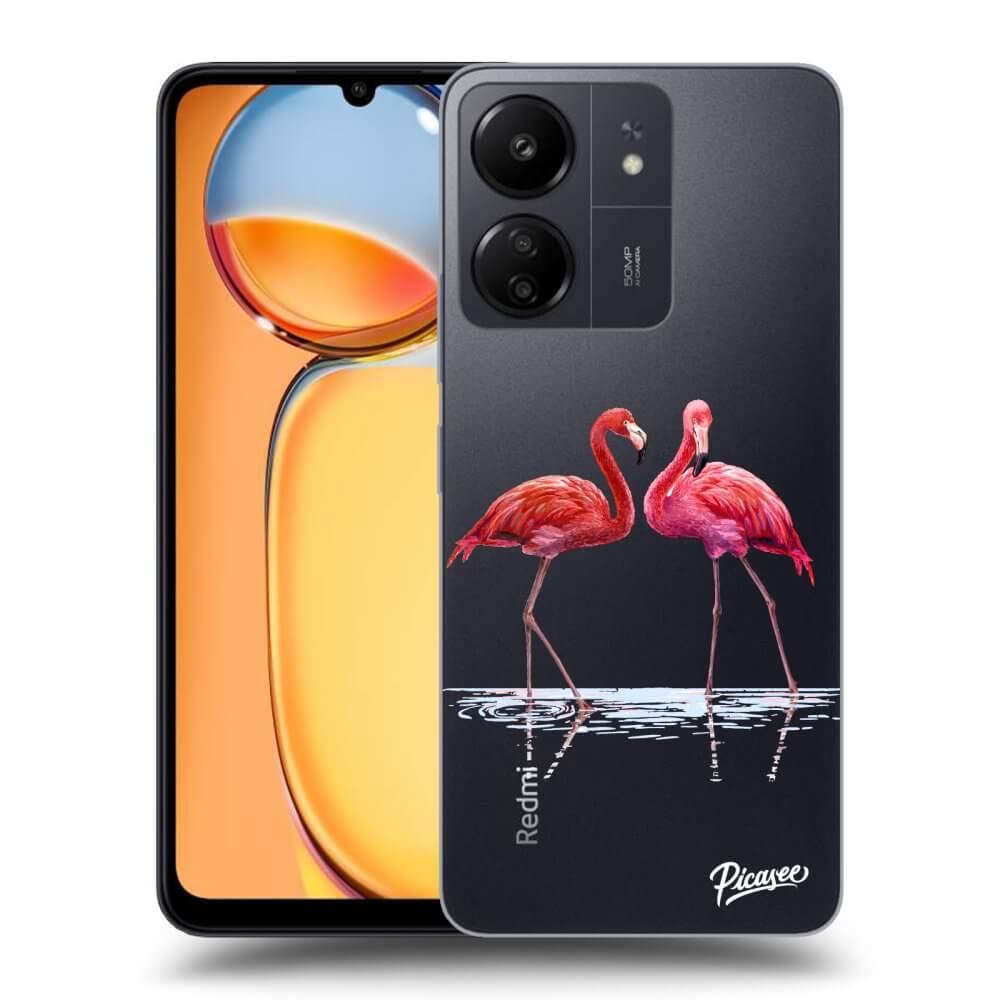 Silikonový Průhledný Obal Pro Xiaomi Redmi 13C 4G - Flamingos Pár