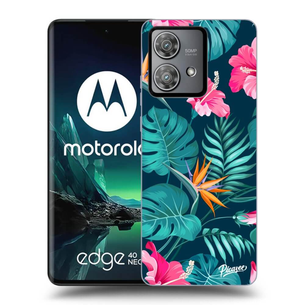 Silikonový černý Obal Pro Motorola Edge 40 Neo - Pink Monstera