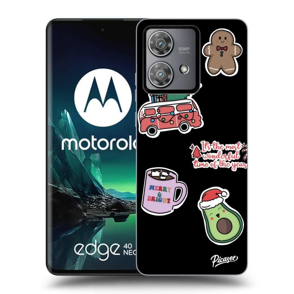 Silikonový černý Obal Pro Motorola Edge 40 Neo - Christmas Stickers