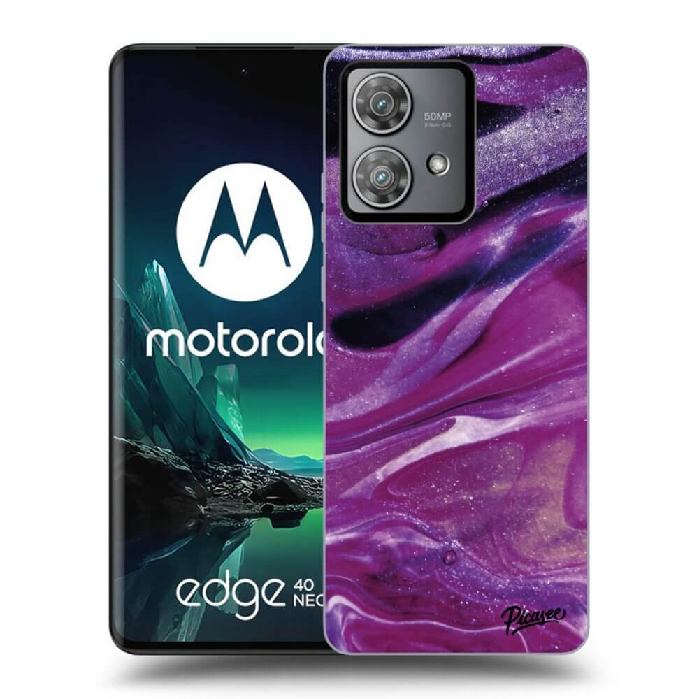 Silikonový černý Obal Pro Motorola Edge 40 Neo - Purple Glitter