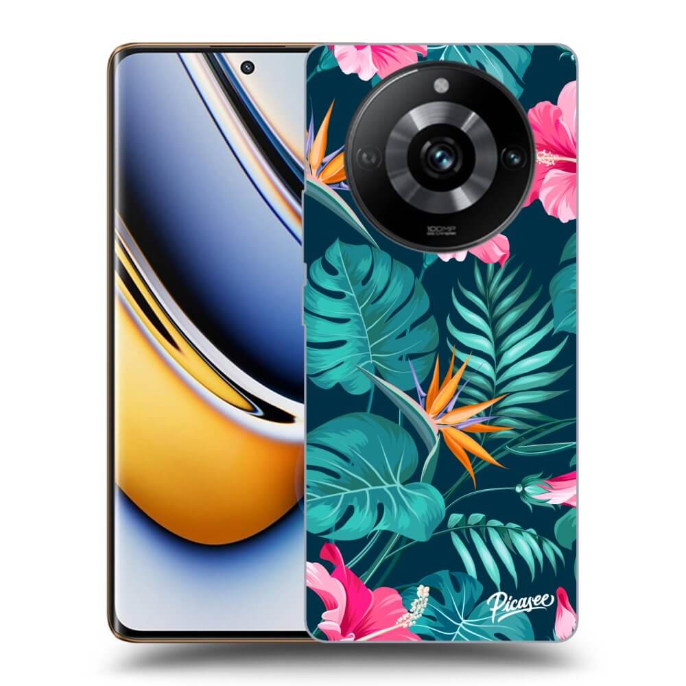 Silikonový černý Obal Pro Realme 11 Pro+ - Pink Monstera