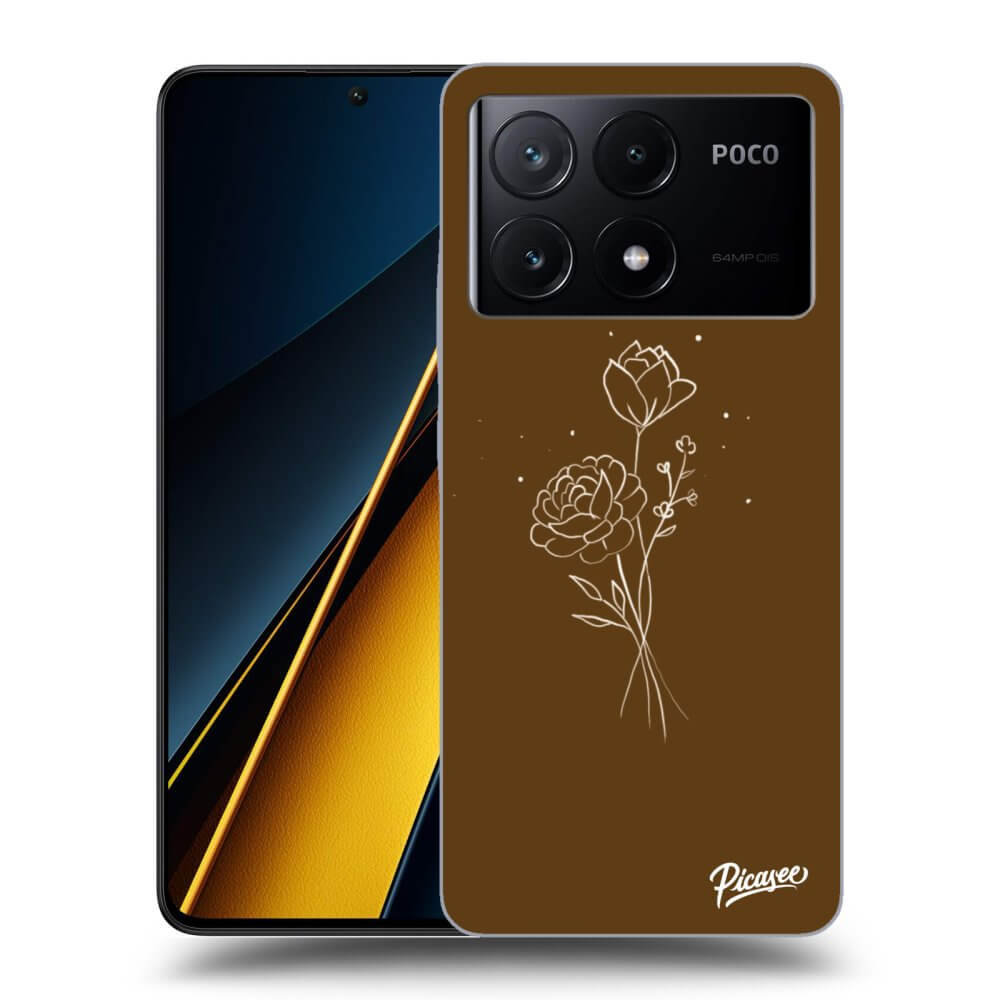 Silikonový černý Obal Pro Xiaomi Poco X6 Pro - Brown Flowers