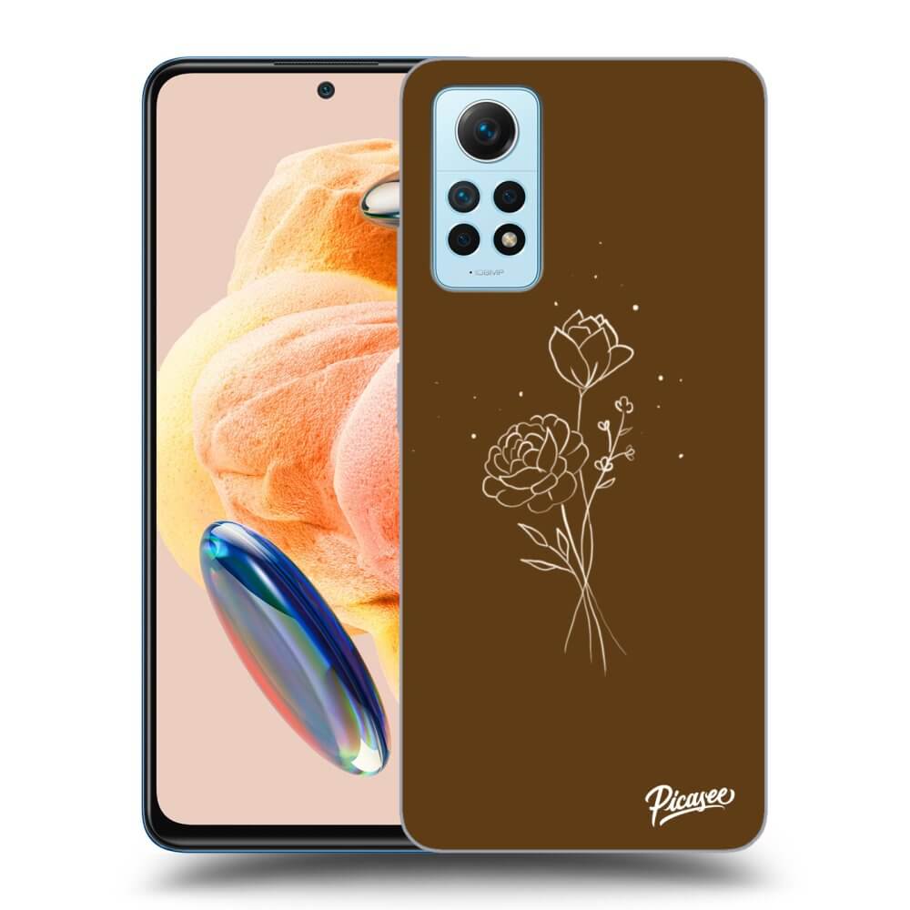 Silikonový Průhledný Obal Pro Xiaomi Redmi Note 12 Pro 4G - Brown Flowers