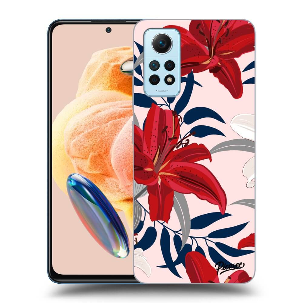 Silikonový Průhledný Obal Pro Xiaomi Redmi Note 12 Pro 4G - Red Lily