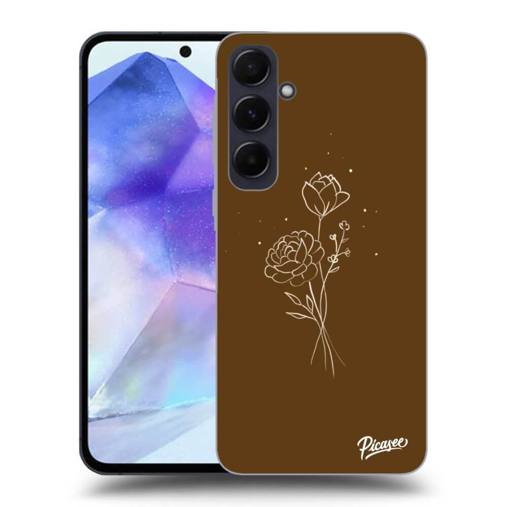 Silikonový černý Obal Pro Samsung Galaxy A55 5G A556B - Brown Flowers