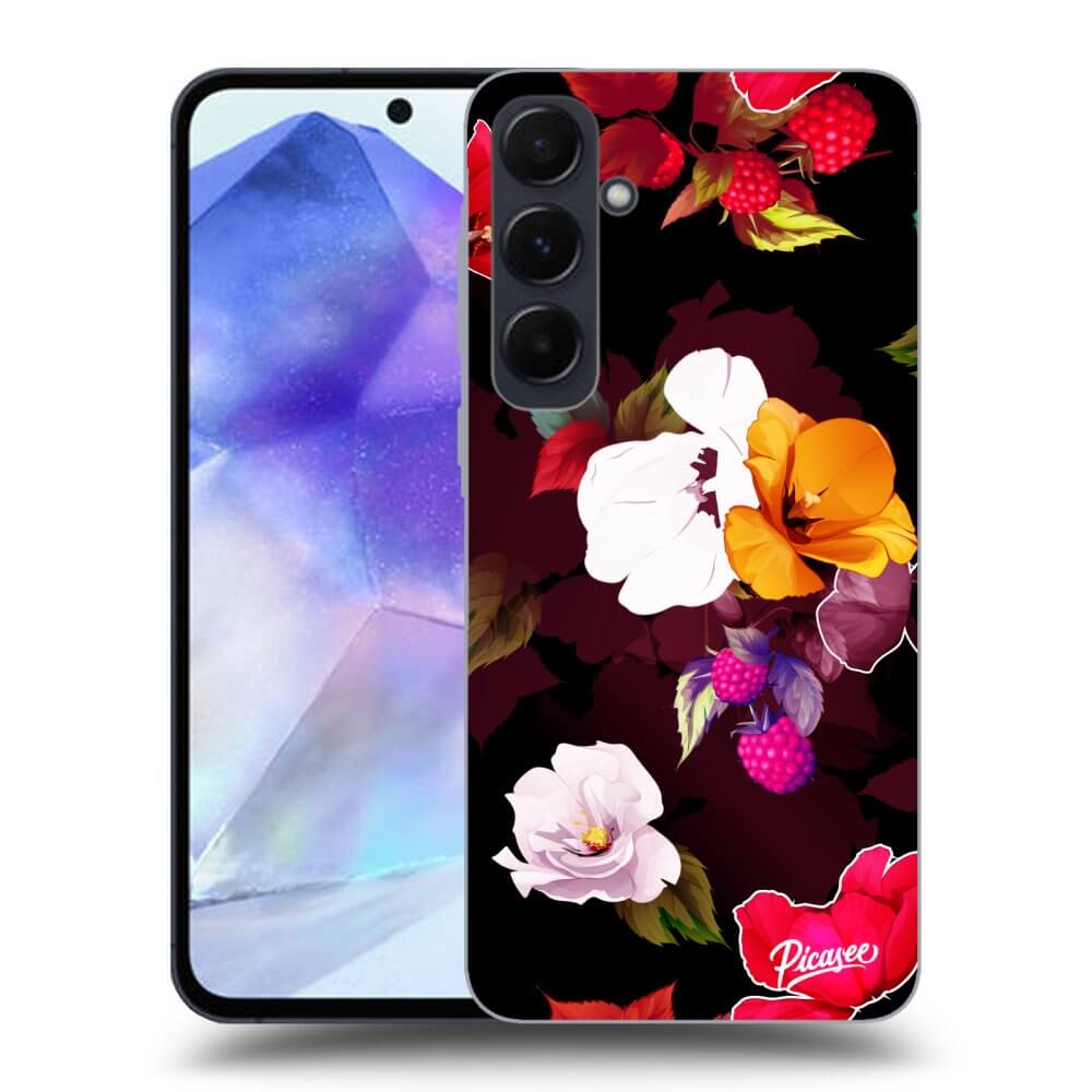 Silikonový černý Obal Pro Samsung Galaxy A55 5G A556B - Flowers And Berries