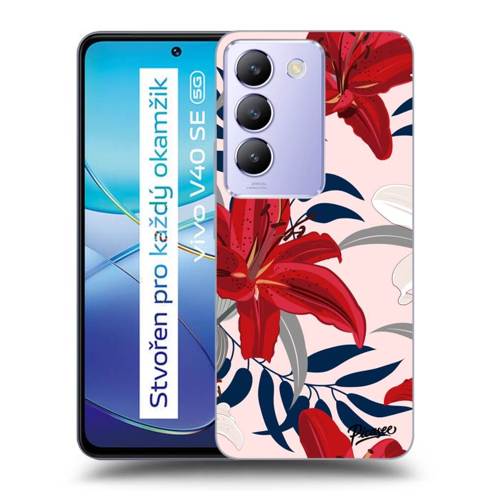 Silikonový černý Obal Pro Vivo V40 SE 5G - Red Lily