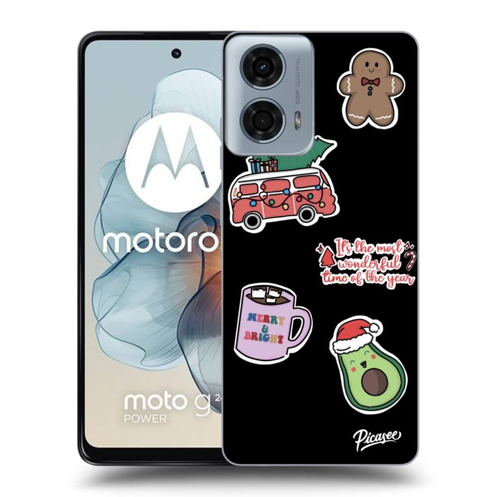 Silikonový černý Obal Pro Motorola Moto G24 - Christmas Stickers