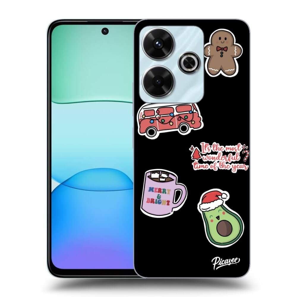 Silikonový černý Obal Pro Xiaomi Redmi 13 4G - Christmas Stickers