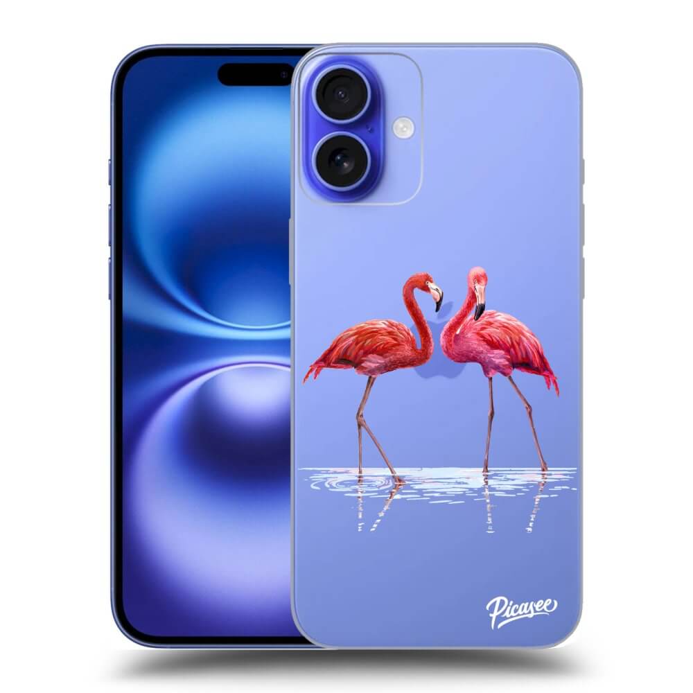 Silikonový Průhledný Obal Pro Apple IPhone 16 Plus - Flamingos Pár