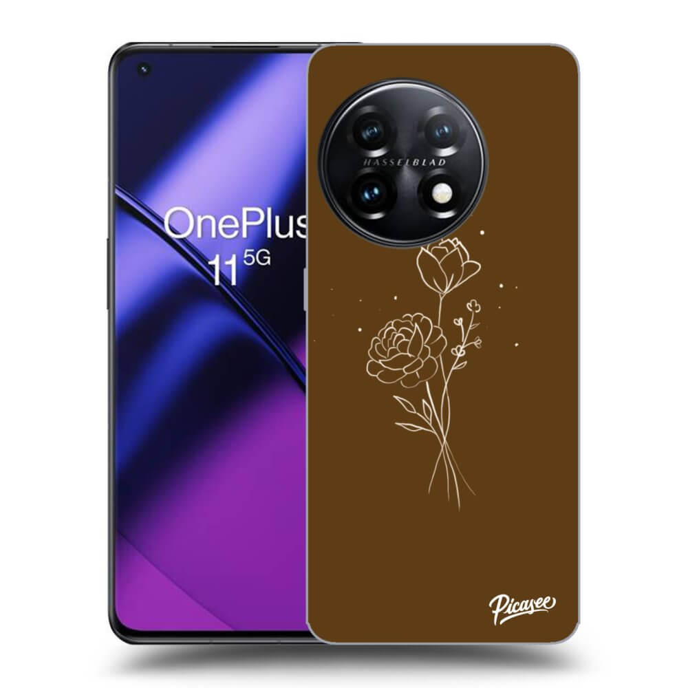 Silikonový černý Obal Pro OnePlus 11 5G - Brown Flowers