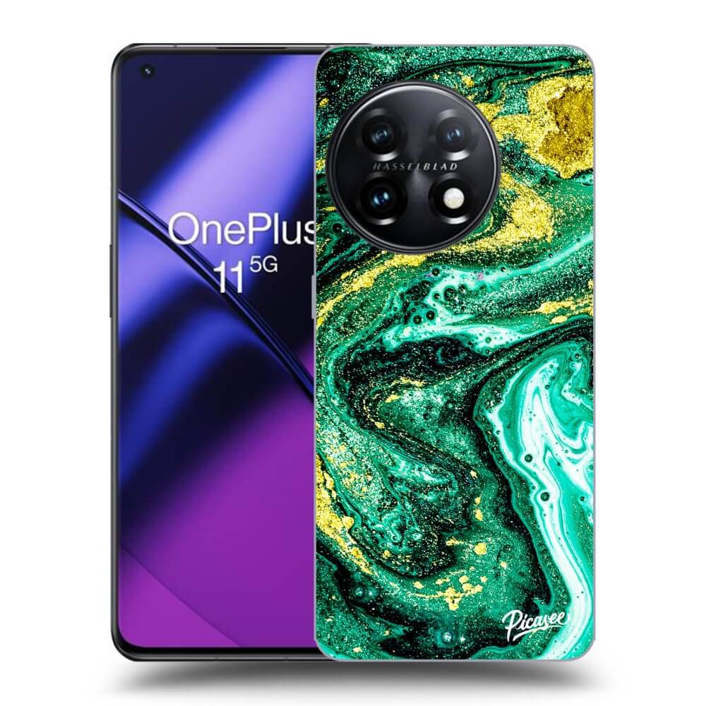 Silikonový černý Obal Pro OnePlus 11 5G - Green Gold