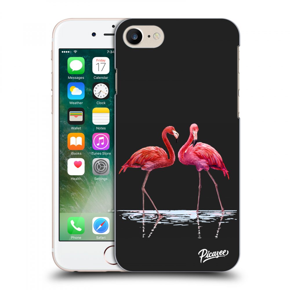 Silikonový černý Obal Pro Apple IPhone 8 - Flamingos Couple