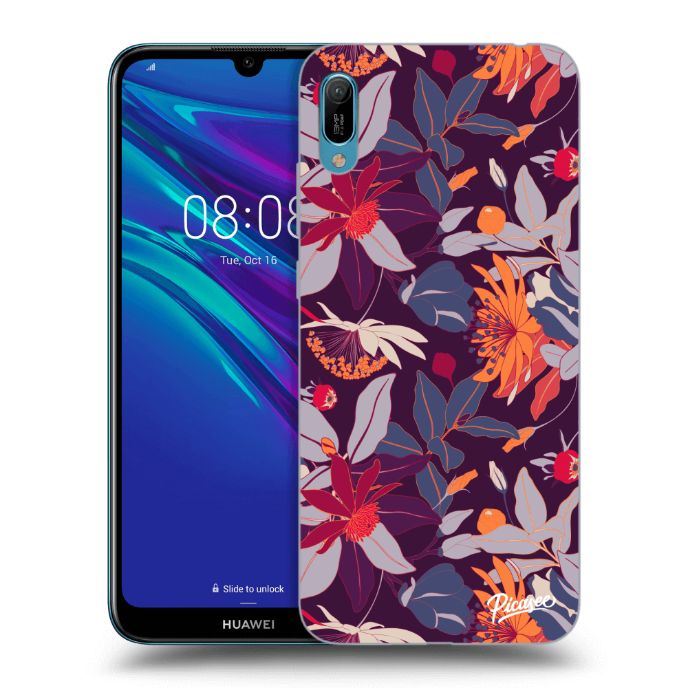 Silikonový černý Obal Pro Huawei Y6 2019 - Purple Leaf