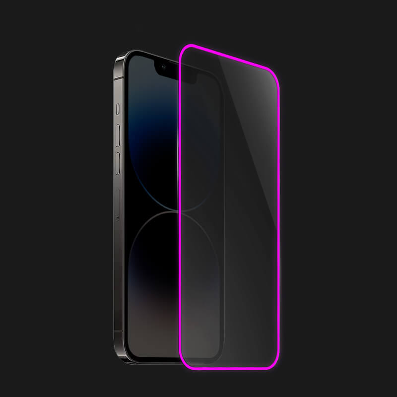 3x 3D Ochranné Tvrzené Sklo Se Svítícím Rámečkem Pro Apple IPhone 12 - Růžová - 2+1 Zdarma