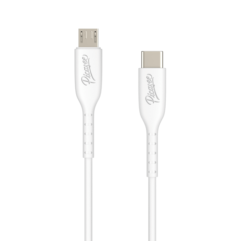 USB Kabel Micro USB - USB C - Bílý